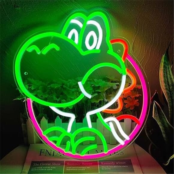 Yoshi Mario World LED Neon Sign Vintage Style Game Room Light Bedroom BRIGHT New - Picture 7 of 7